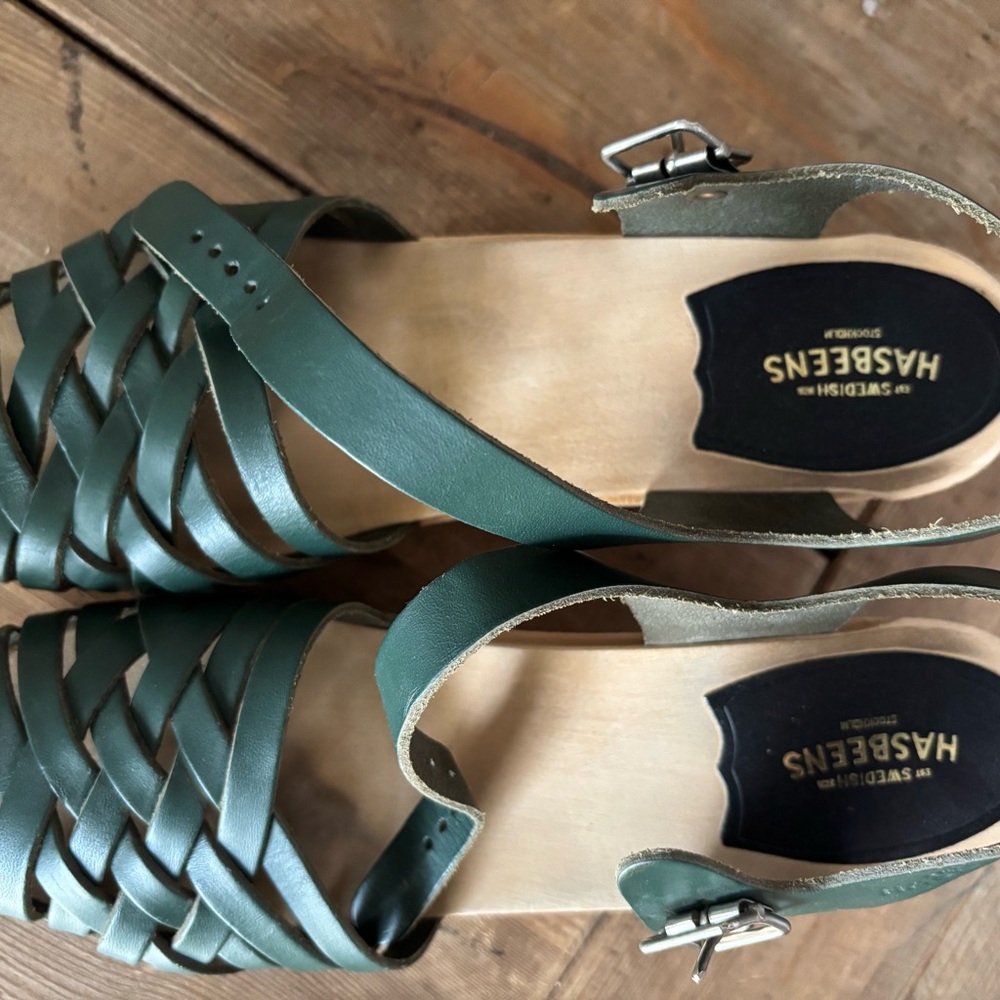 Green Swedish hasbeen clog sandals - Picture 3 of 6